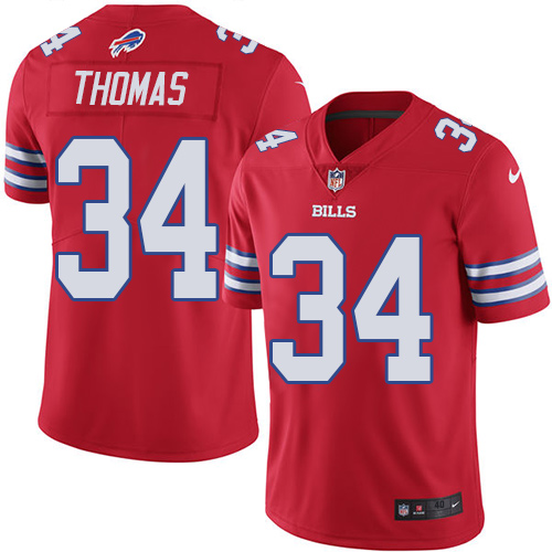 Men's Elite Thurman Thomas Nike Jersey Red - #34 Rush NFL Buffalo Bills